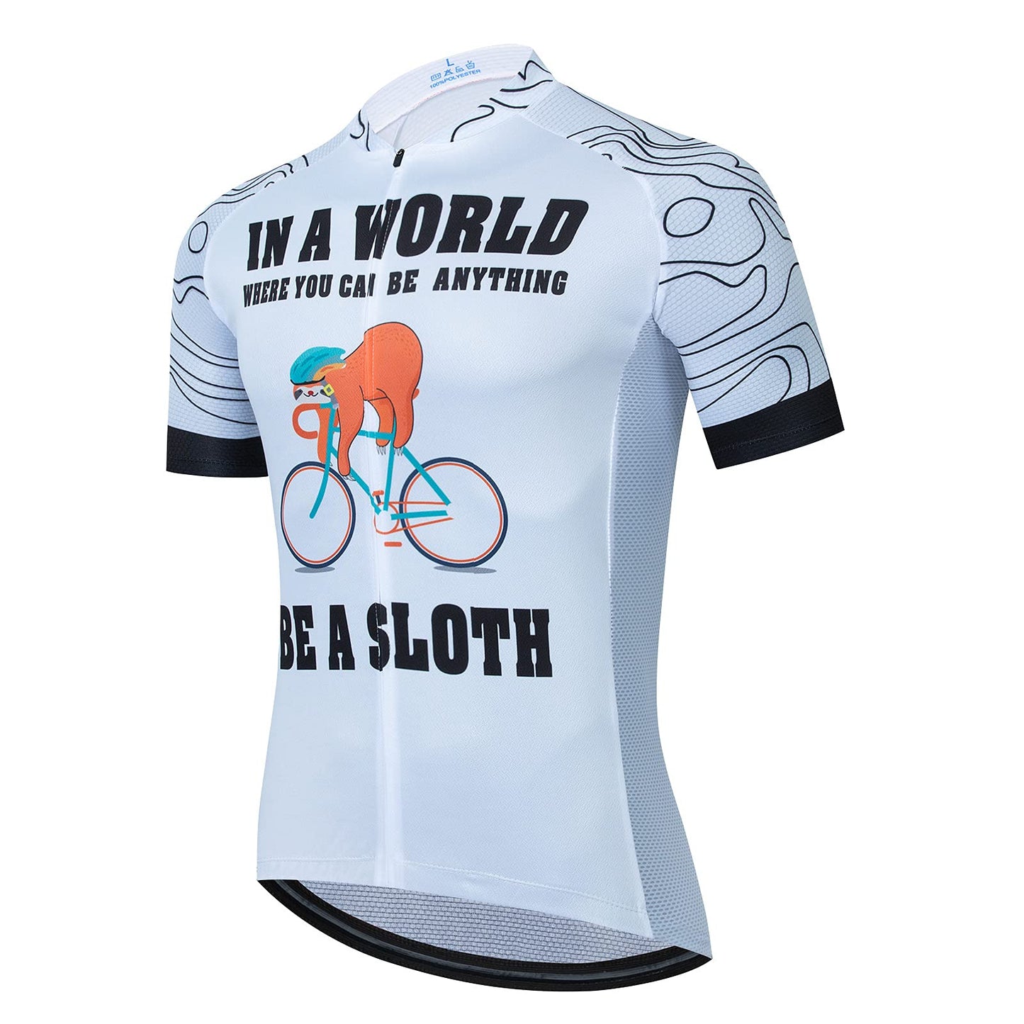 Sloth Cycling White Funny Short Sleeve Cycling Jersey
