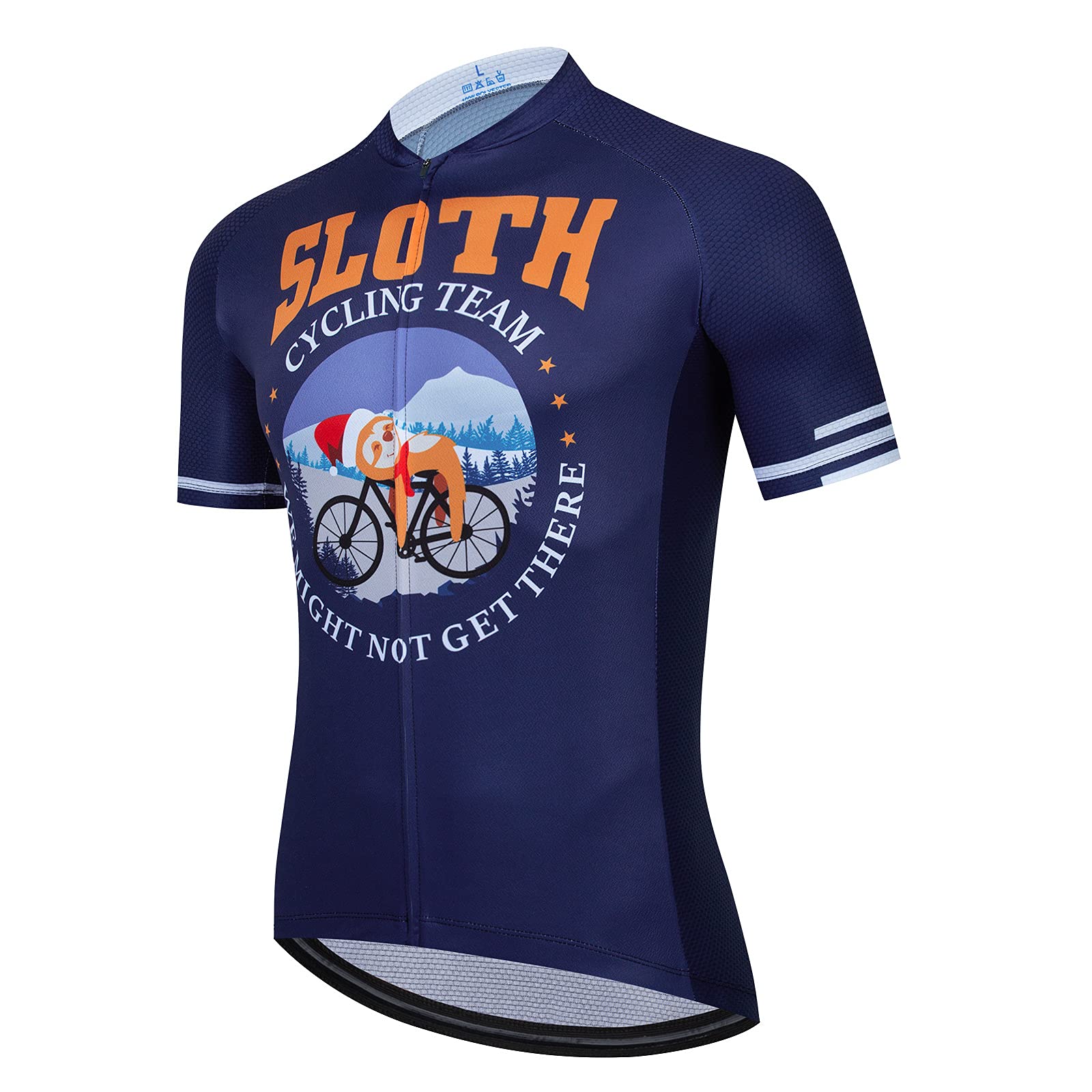 Christmas Hat Sloth Funny MTB Short Sleeve Cycling Jersey Top Retrobiky