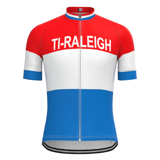 Ti Raleigh Red White Blue Short Sleeve Vintage Cycling Jersey Top
