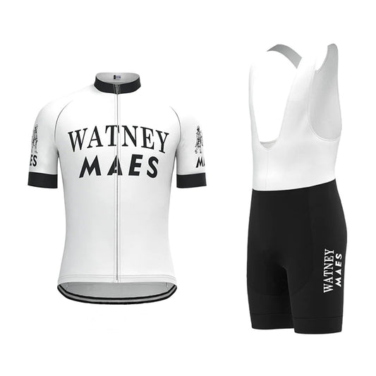 Watney Maes White Vintage Short Sleeve Cycling Jersey Matching Set