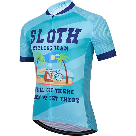 Sloth Palm Tree Funny Short Sleeve Cycling Jersey