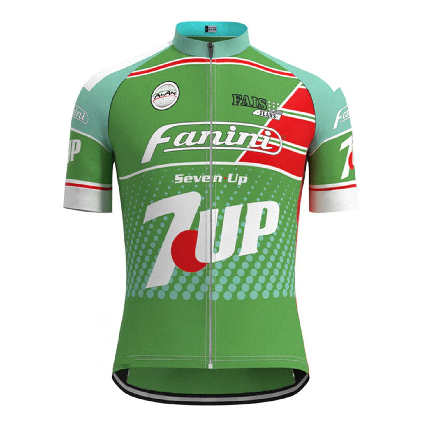 Fanini Seven Up Green Vintage Short Sleeve Cycling Jersey Top