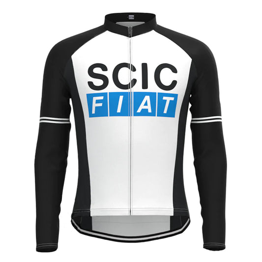 SCIC FIAT Black White Vintage Long Sleeve Cycling Jersey Top
