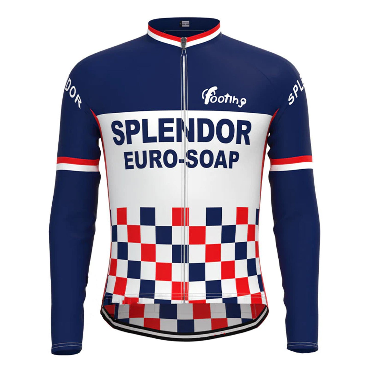 SPLENDOR Navy Vintage Long Sleeve Cycling Jersey Top