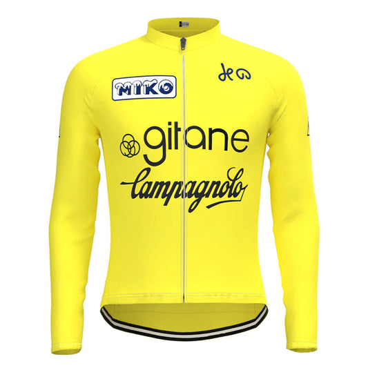 Miko Gitane Campagnolo Yellow Vintage Long Sleeve Cycling Jersey Top