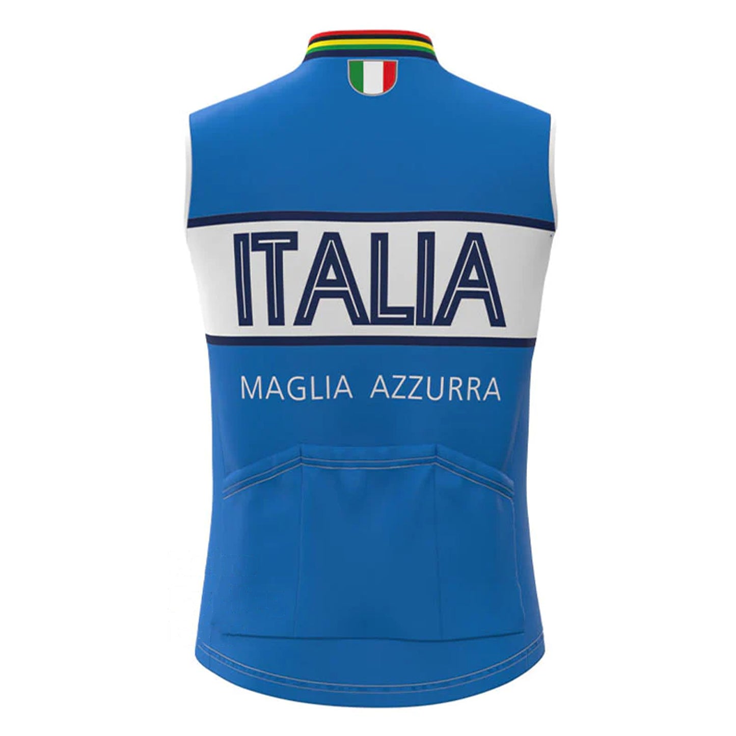 Maglia Azzurra Italia Blue Retro MTB Cycling Vest