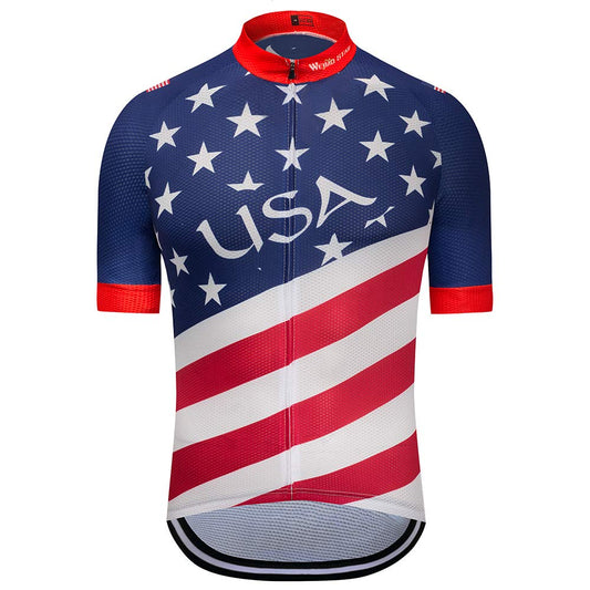 The USA Flag Funny MTB Short Sleeve Cycling Jersey Top