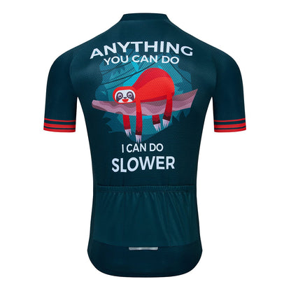 Sloth Blue Funny Short Sleeve Cycling Jersey