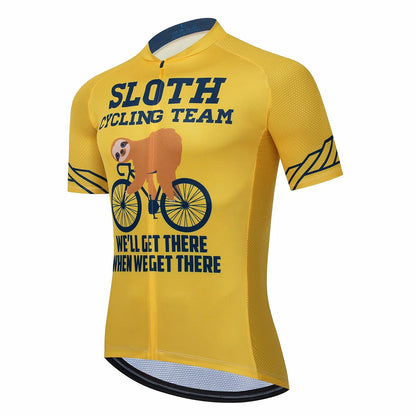 Sloth Yellow Funny Short Sleeve Cycling Jersey