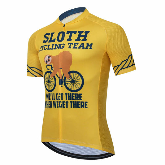 Sloth Yellow Funny MTB Short Sleeve Cycling Jersey Top