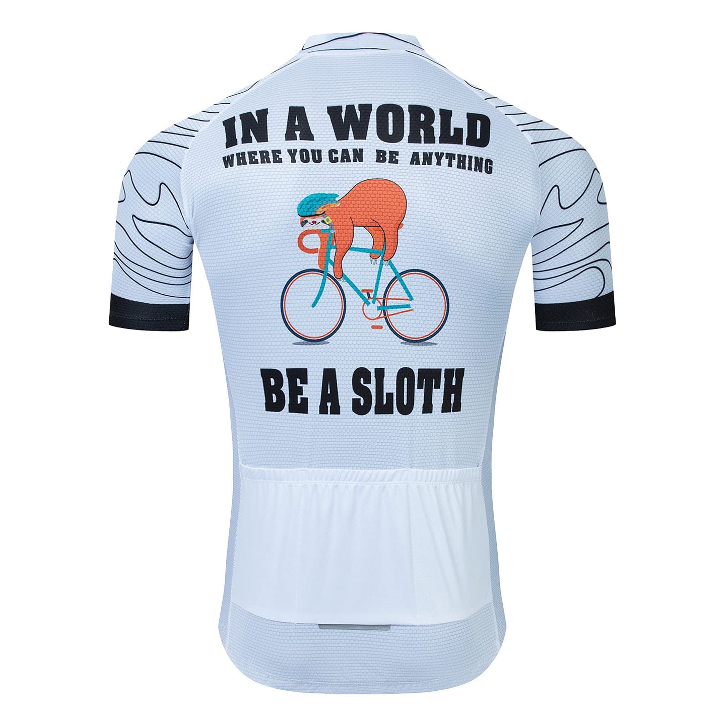 Sloth Cycling White Funny MTB Short Sleeve Cycling Jersey Top