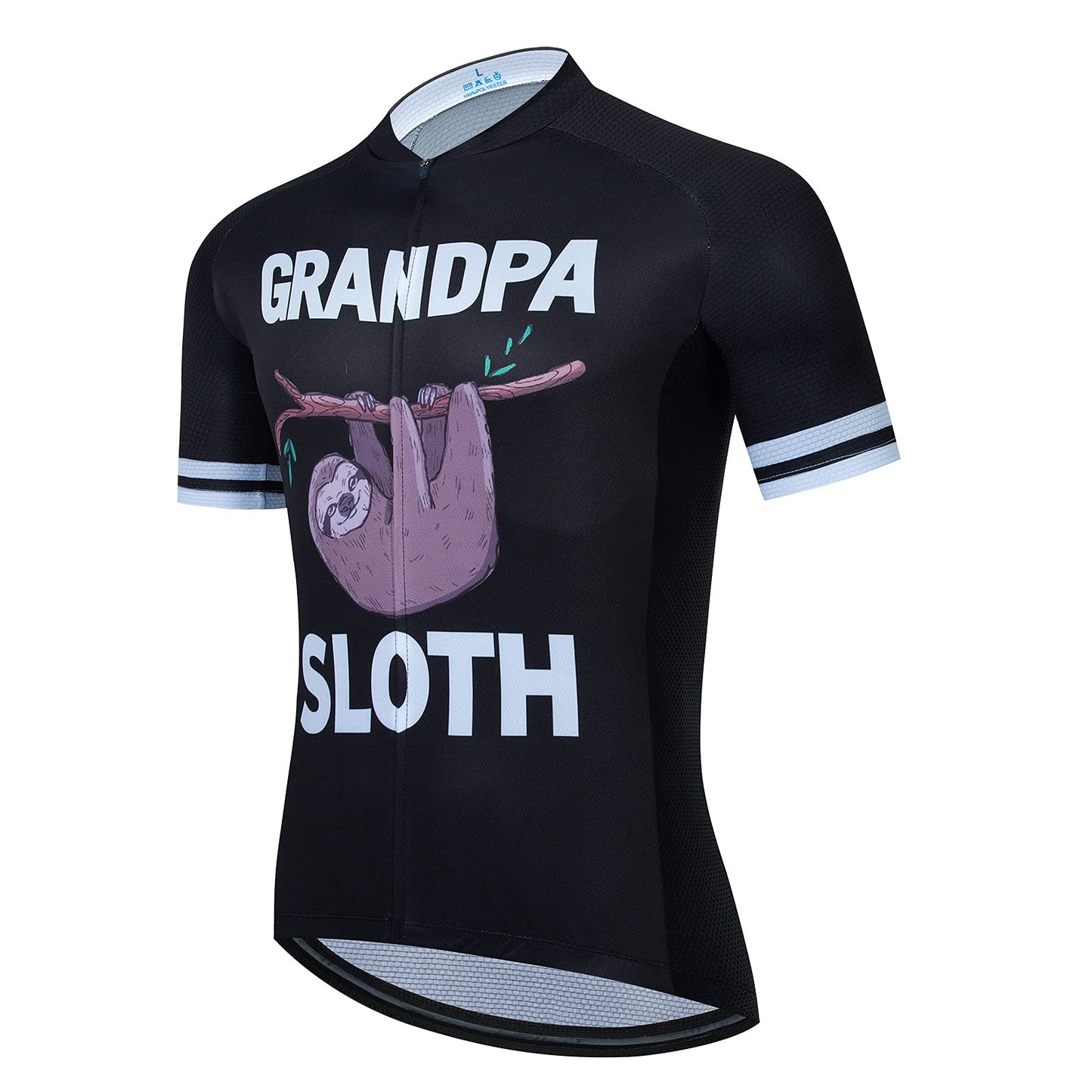Grandpa Sloth Black Funny Short Sleeve Cycling Jersey