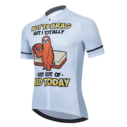 Sloth White Funny Short Sleeve Cycling Jersey