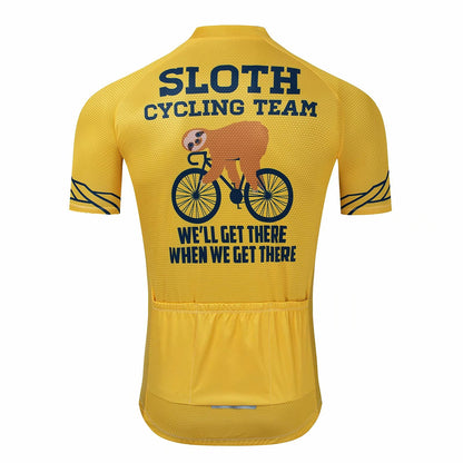 Sloth Yellow Funny Short Sleeve Cycling Jersey