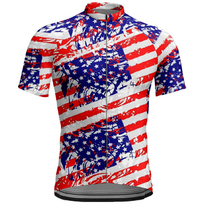 Vintage USA Flag Short Sleeve Cycling Jersey