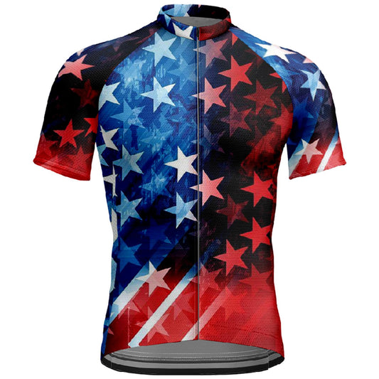American Flag Funny MTB Short Sleeve Cycling Jersey Top
