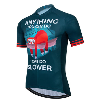Sloth Blue Funny Short Sleeve Cycling Jersey