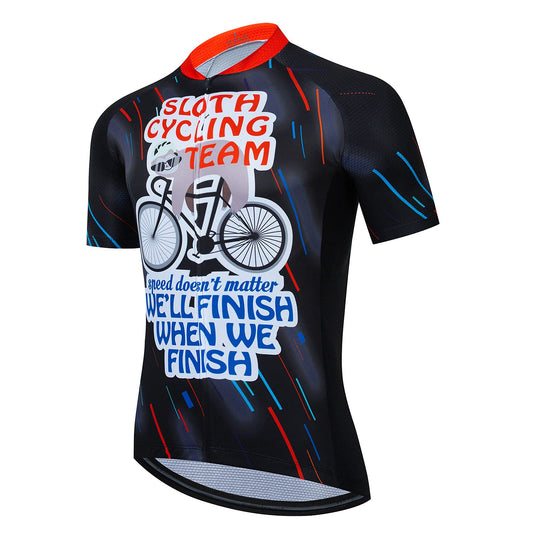 Sloth Black Funny MTB Short Sleeve Cycling Jersey Top