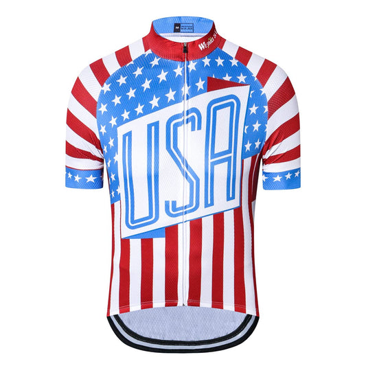 The USA Flag Eagle Funny MTB Short Sleeve Cycling Jersey Top