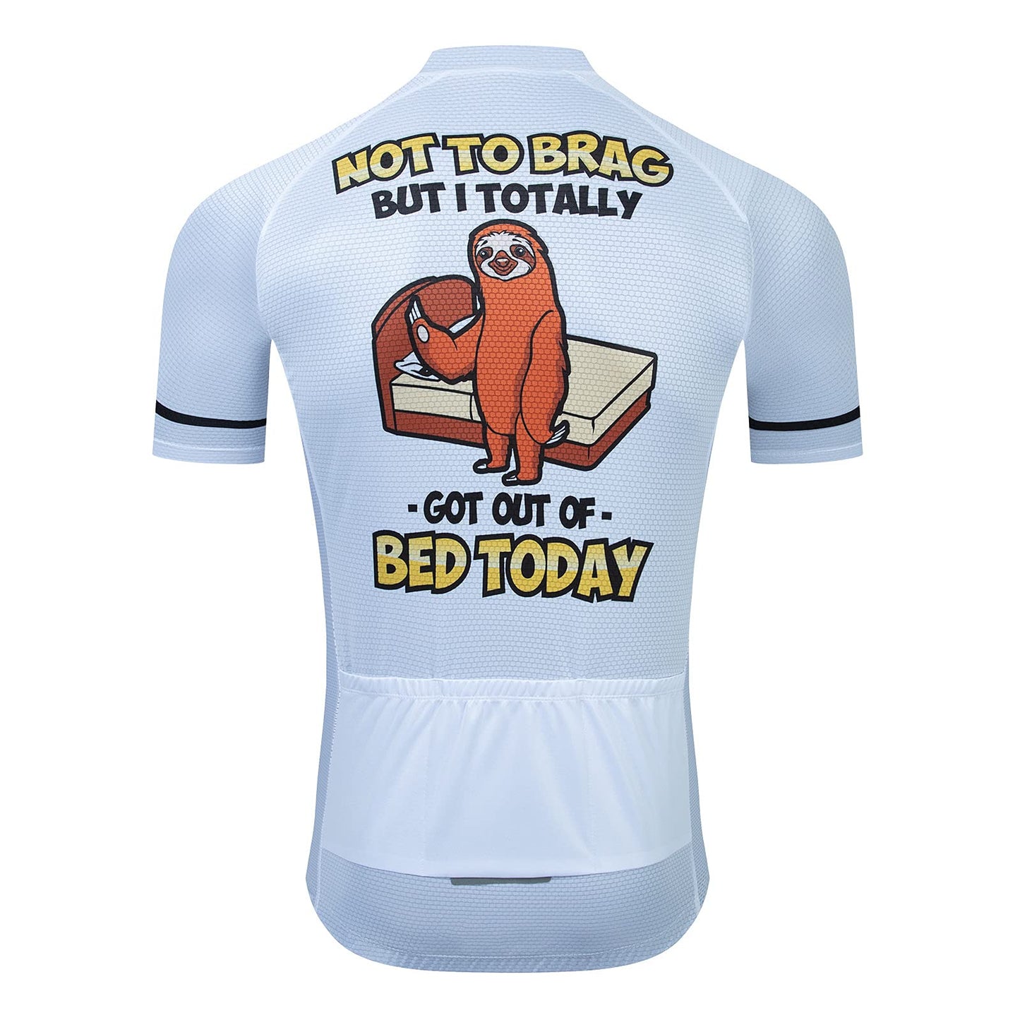 Sloth White Funny Short Sleeve Cycling Jersey