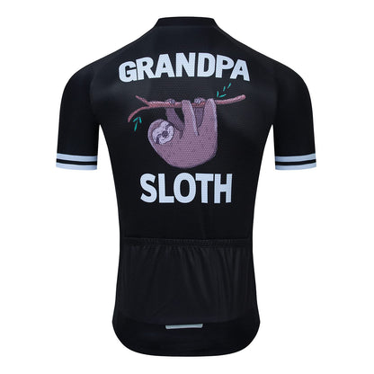 Grandpa Sloth Black Funny Short Sleeve Cycling Jersey