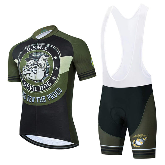 U.S Marine Corps Devil Dog Funny Short Sleeve Cycling Jersey Matching Set