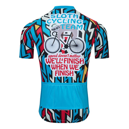 Sloth Blue Funny Short Sleeve Cycling Jersey