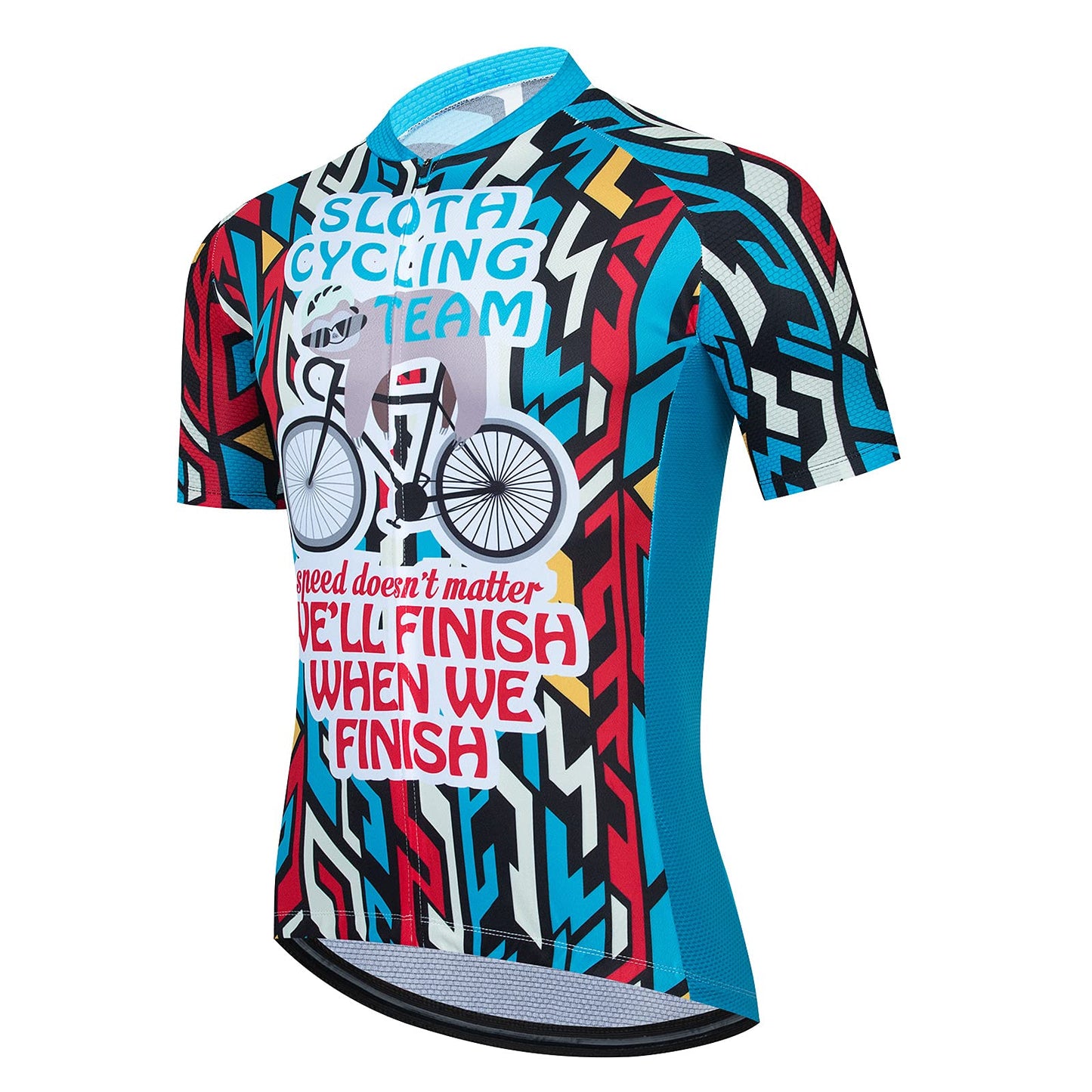 Sloth Blue Funny Short Sleeve Cycling Jersey