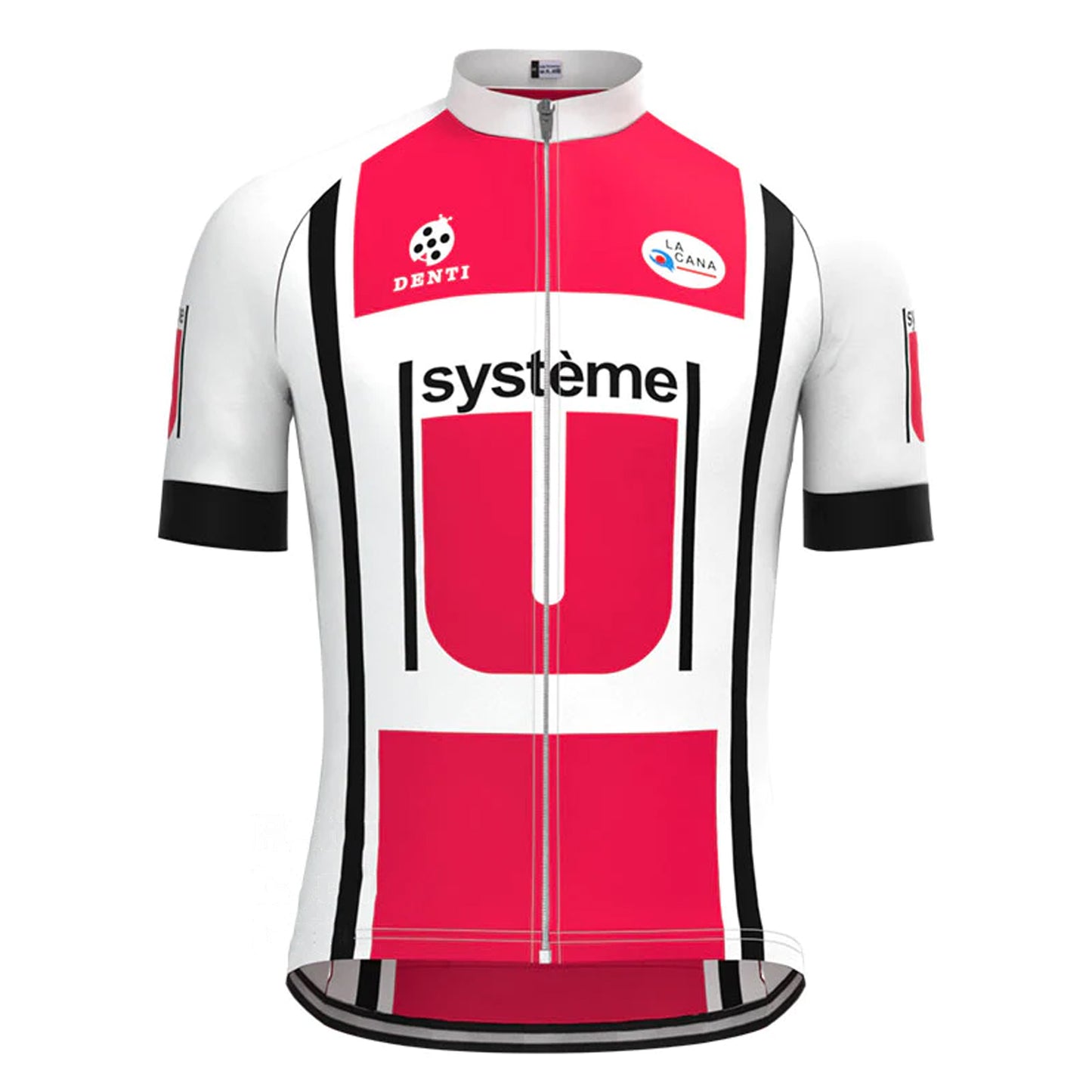 Système U Red Short Sleeve Vintage Cycling Jersey Top