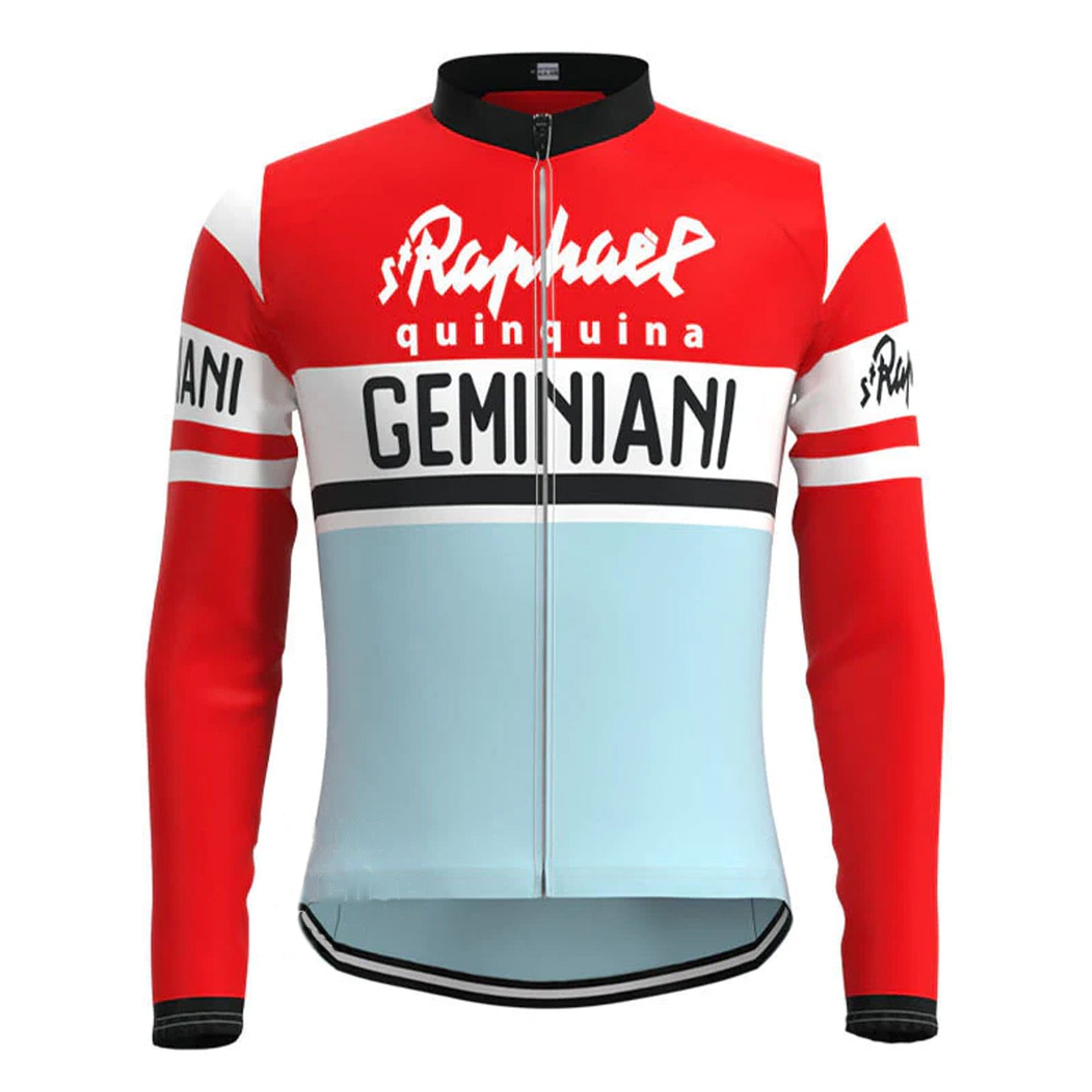 Saint Raphaël Geminiani Red Blue Long Sleeve Cycling Jersey Matching Set