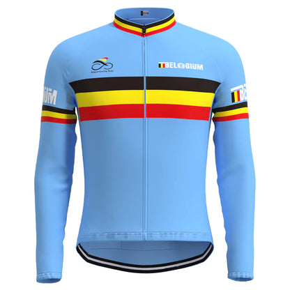 BELGIUM Blue Long Sleeve Cycling Jersey Matching Set