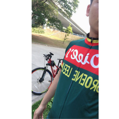 Wiee's Groene Leeuw Green Vintage Short Sleeve Cycling Jersey Top