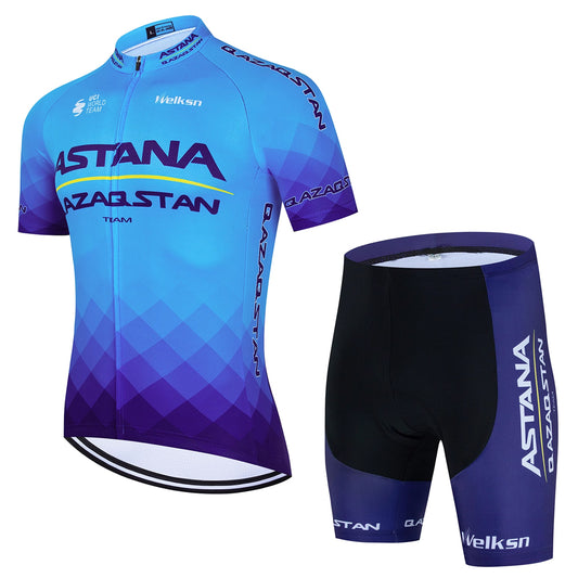 Astana Blue MTB Short Sleeve Cycling Jersey Matching Kits
