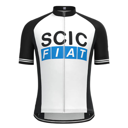 Scic FIAT Black White Short Sleeve Vintage Cycling Jersey Top