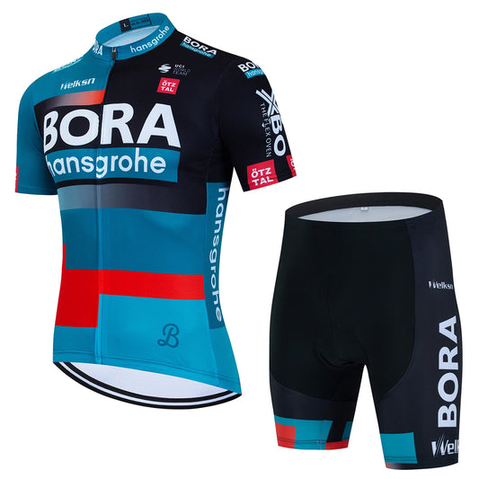 Bora Hansgrohe Blue MTB Short Sleeve Cycling Jersey Matching Kits