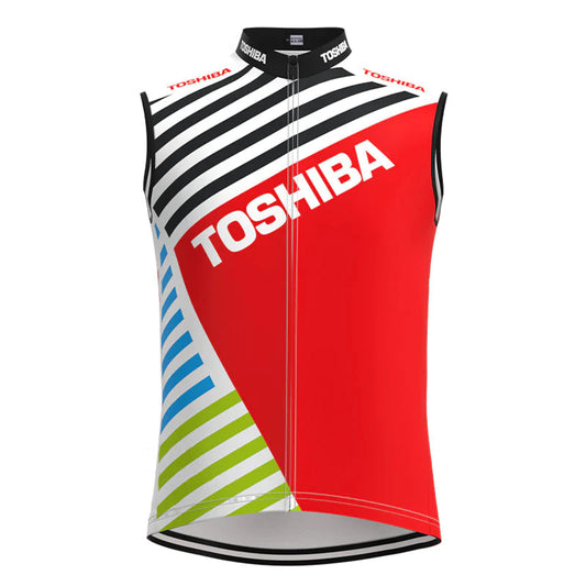Toshiba Stripes Red Retro MTB Cycling Vest