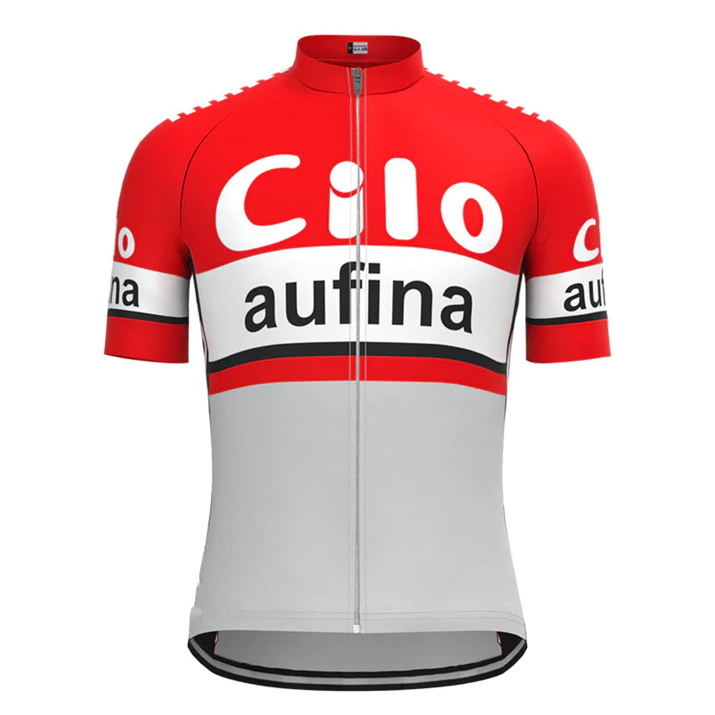 Cilo–Aufina Gray Red Vintage Short Sleeve Cycling Jersey Matching Set