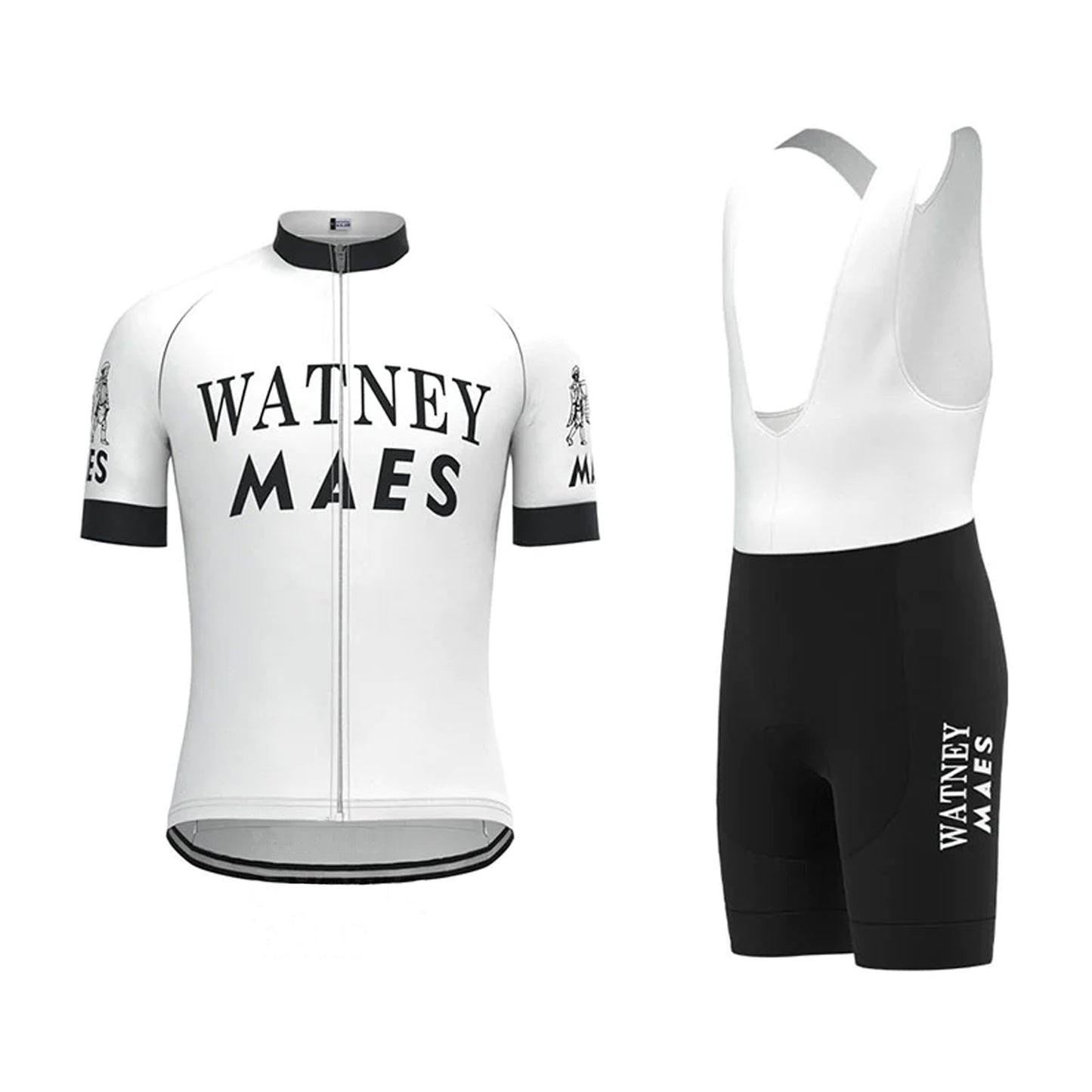 Watney Maes White Vintage Short Sleeve Cycling Jersey Matching Set