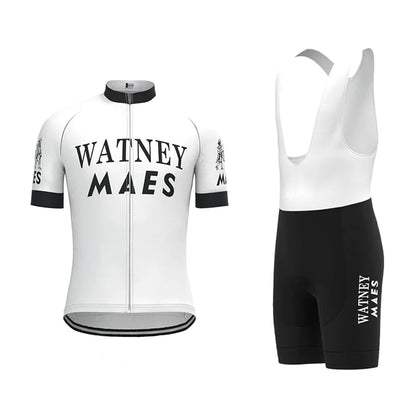 Watney Maes White Vintage Short Sleeve Cycling Jersey Matching Set