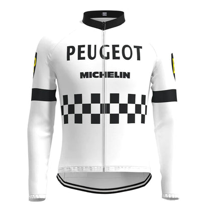 Peugeot White Long Sleeve Vintage Cycling Jersey Top