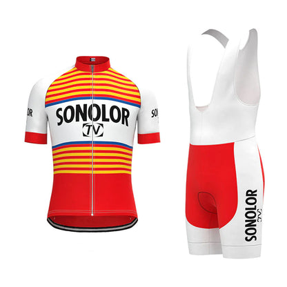 SONOLOR Red Vintage Short Sleeve Cycling Jersey Matching Set