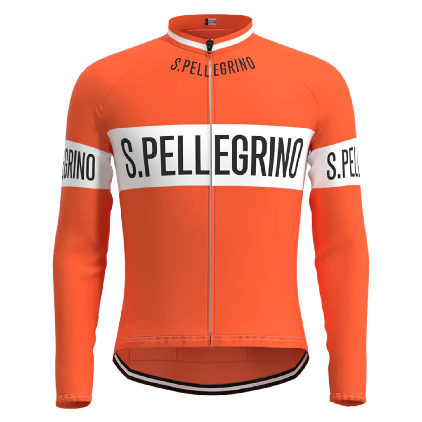 San PELLEGRINO Orange Vintage Long Sleeve Cycling Jersey Top