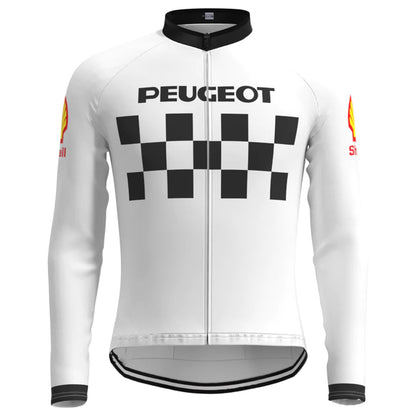 Peugeot White Long Sleeve Cycling Jersey Matching Set