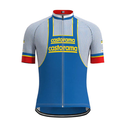 Castorama Blue Vintage Short Sleeve Cycling Jersey Top