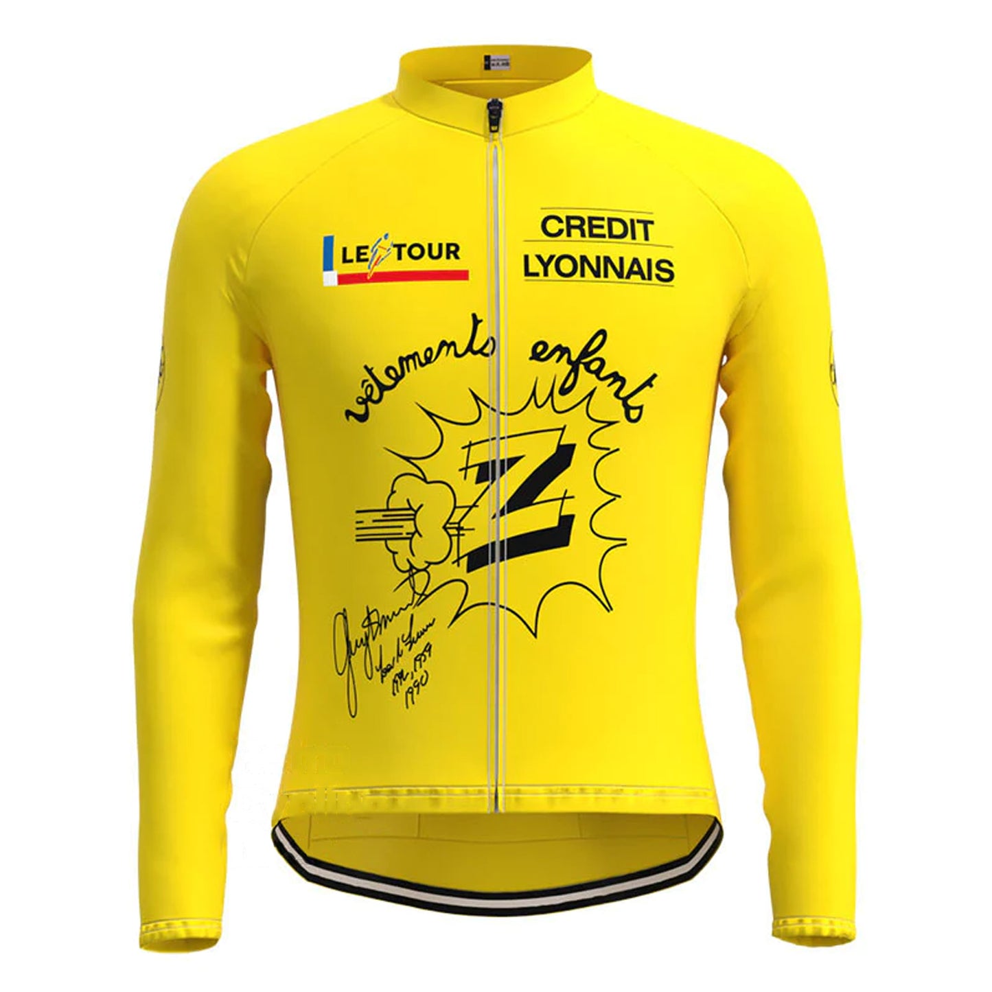 Crédit Agricole Z Vêtements Yellow Vintage Long Sleeve Cycling Jersey Matching Set