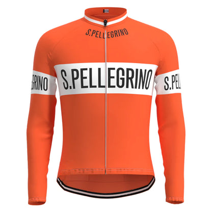 San Pellegrino Orange Long Sleeve Cycling Jersey Matching Set
