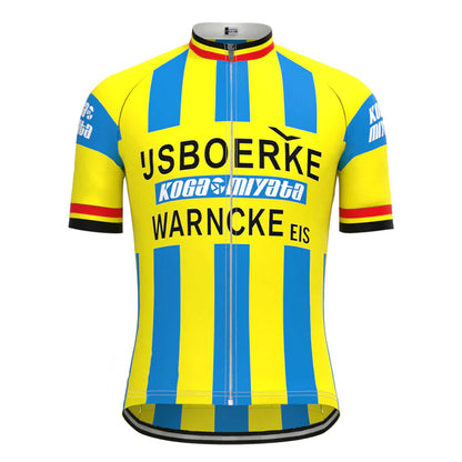 Ijsboerke Yellow Short Sleeve Vintage Cycling Jersey Top