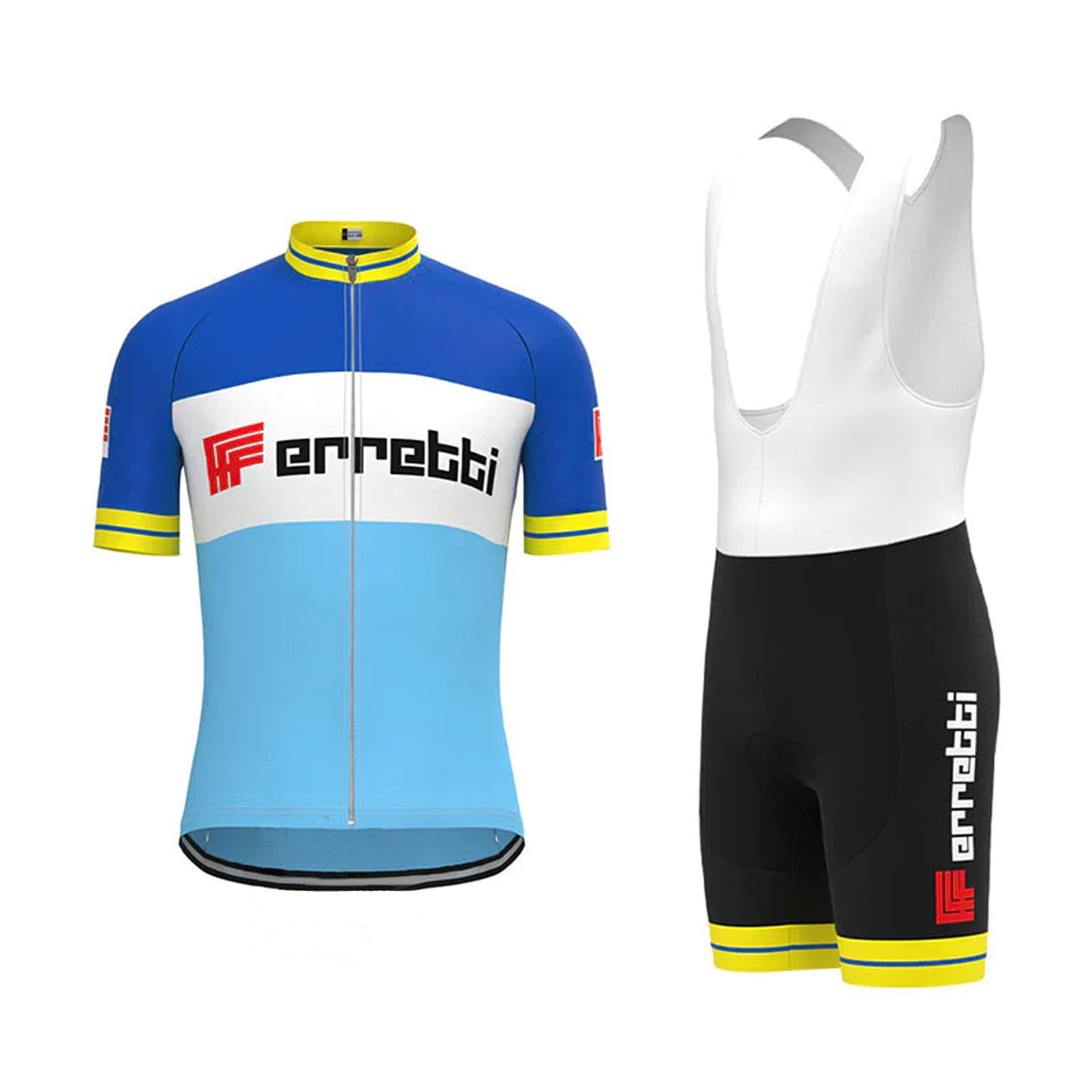 FErretti Blue Vintage Short Sleeve Cycling Jersey Matching Set