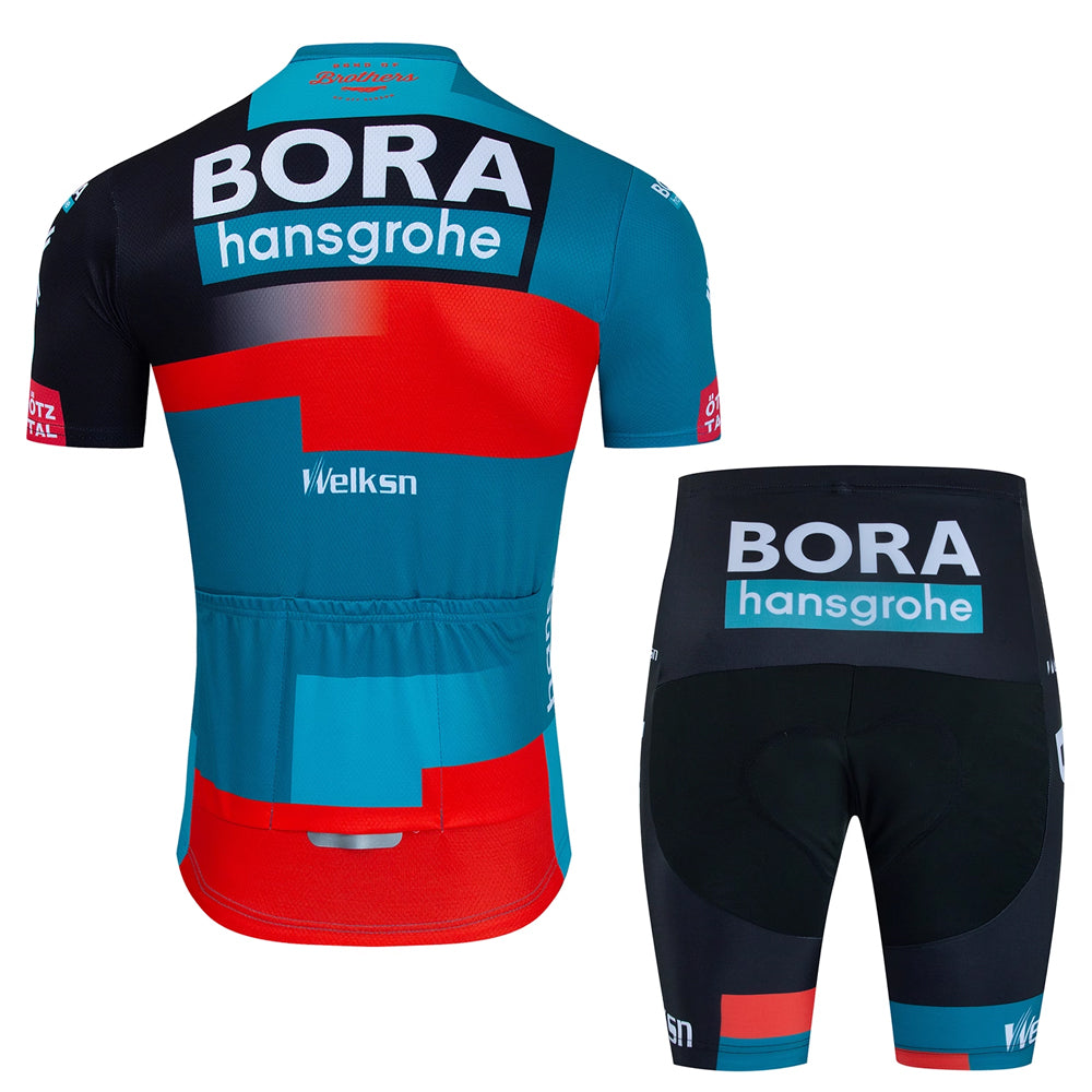 Bora Hansgrohe Blue MTB Short Sleeve Cycling Jersey Matching Kits