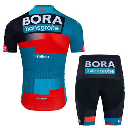 Bora Hansgrohe Blue MTB Short Sleeve Cycling Jersey Matching Kits